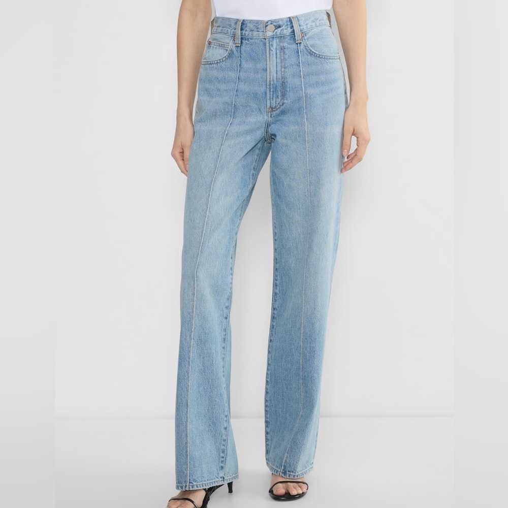 Denim Forum Light Blue High-Rise Wide Leg Jeans